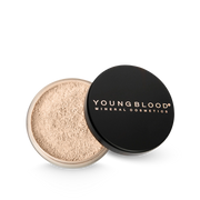 Youngblood Natural Loose Mineral Foundation Neutral 10g in een open verpakking met natuurlijke poedertextuur