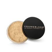 Youngblood Natural Loose Mineral Foundation Warm Beige 10g in zwart potje met de fijne poedertextuur zichtbaar